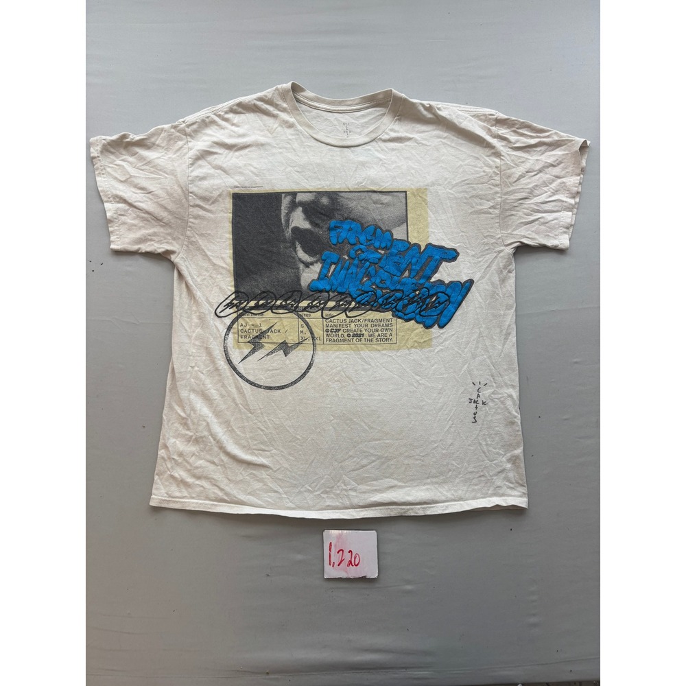 Travis Scott Cactus Jack Fragment Manifest T-Shirt Cream Large 2021 Collab